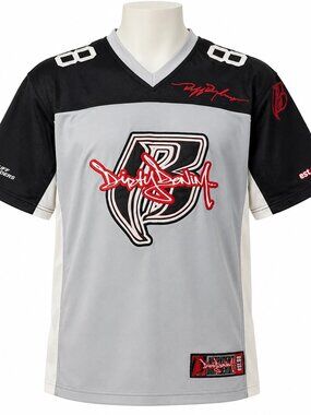 Vintage Ruff Ryders Dirty Denim DMX Gray w/ Black & Red Trim Jersey size XL